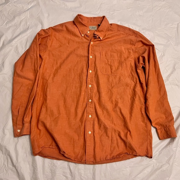 L.l.Bean Men’s Peach XL Big & Tall Cotton Casual Button Down Shirt - Picture 5 of 7